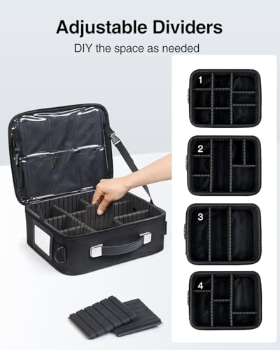 Image of Luxtude Trading Card Carrying Case w /Adjustable Dividers, Large Trading Card Storage Box w /Combination Lock, Baseball Sports Cards Box for 3 inchx4 inch 35pt Toploaders, MTG Carrying Cases for Pokemon /TCG