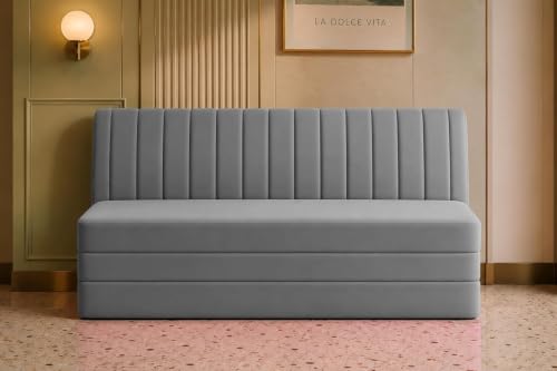 Image of Los Angeles Modern Velvet 3 Seater Sofa Cum Bed, Multipurpose Convertible Sleeper Couch Sofa for Living Room, Bedroom & Office- Grey Color