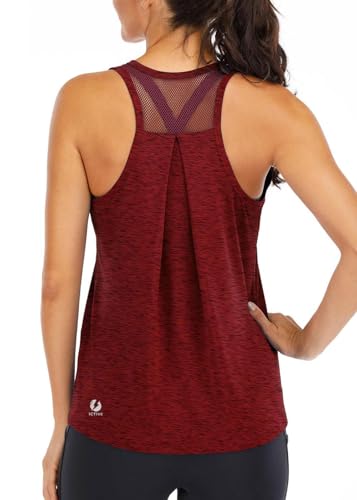 Image of ICTIVE Workout Tops for Women Loose Fit Racerback Mesh Backless Muscle Tank Running Shirts