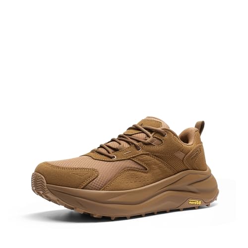 NORTIV 8 Men's Wide Toe Box Hiking Shoes Low Drop Waterproof Hiking Shoes for Walking Outdoor Trekking Camping Climbing Daily Fashion Sneakers,Size 10.5,Coyote,SNHI26011M