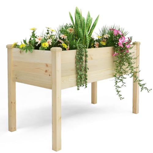 BIRASIL Outdoor Raised Garden Bed, Wood Planter Box for Vegetable