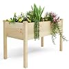 BIRASIL Outdoor Raised Garden Bed Wood Planter Box for Vegetable Flower Elevated Reinforced Large Garden Planters Boxes for Backyard Patio Gardening Balcony 485L Natural Wood