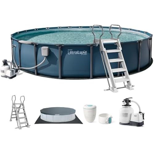 INTEX UltraLuxe 24ft x 52in Round Above Ground Pool Set, Smart WiFi Enabled