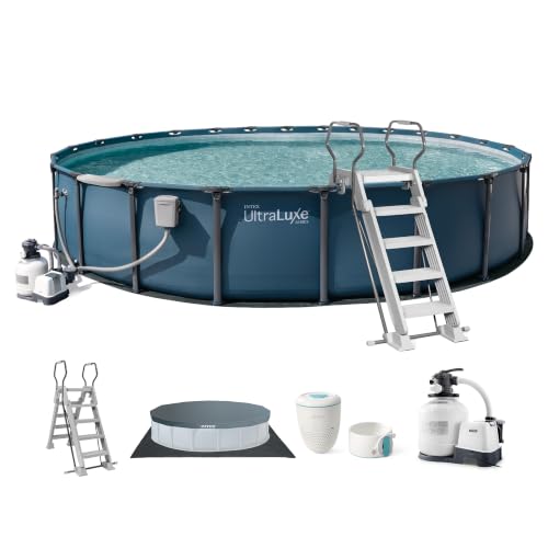 INTEX UltraLuxe 24ft x 52in Round Above Ground Pool Set, Smart WiFi Enabled