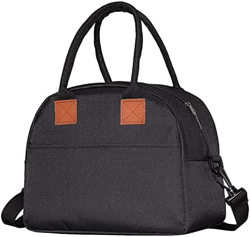 Insulated Lunch Bags for Women Men Reusable Thermal Lunch Box Tote Bags for Kids Adult Leakproof Lunch Cooler Bag with Adjustable Shoulder Strap for Work School Picnic (Black)