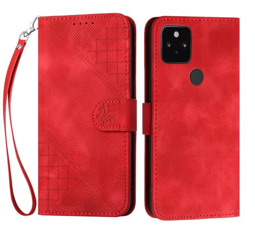 Bxithnr Handyhülle für Google Pixel 4A 5G Hülle Tasche mit Premium Leder [Kartenfach] [Standfunktion] Flip Case Cover Schutzhülle für Google Pixel 4A 5G - Rot