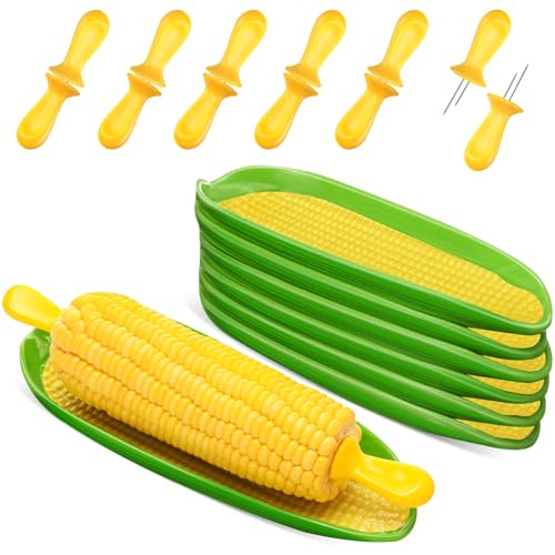 Teenyyou 9 Pcs Corn Cob Holders and Dishes Set Include