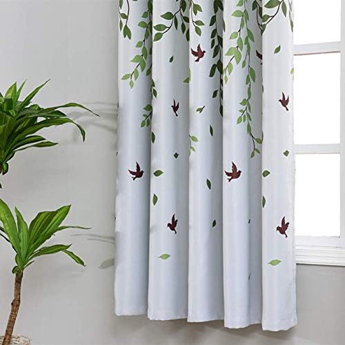 MYRU 2 Panels Set Leaves Bird Curtains Semi Blackout Curtains for Kids Room (2 x 46x72 Inch,Bird)