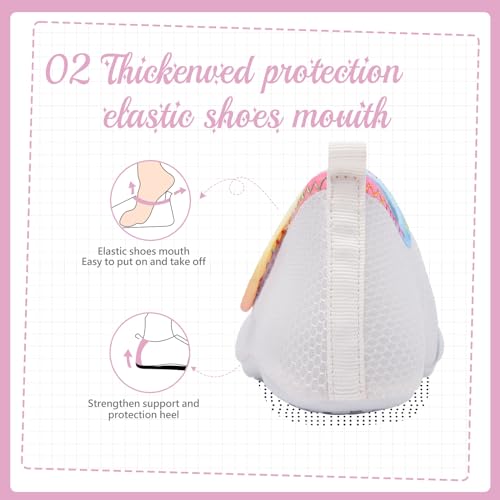 Hiitave Kids Water Shoes Quick Dry Aqua Socks Outdoor Swim Barefoot Beach Pool Shoes For Girls Boys Toddler Rainbow/White 6-7 M US Toddler