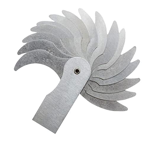 Radio calibre de acero inoxidable Filete Radiscero R25-50 mm Medidor de radian de acero inoxidable con alta dureza para fabricantes de moho, maquinistas, trabajadores y arquitectos