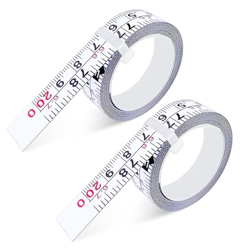 2 Pack Self-Adhesive Measuring Tape, 78 Inch/200cm Steel Peel & Stick Tape Measure, Imperial & Metric Scales, Left-Right Reading Ruler for Workbench, Woodworking, Table Saw, Drafting Table, White