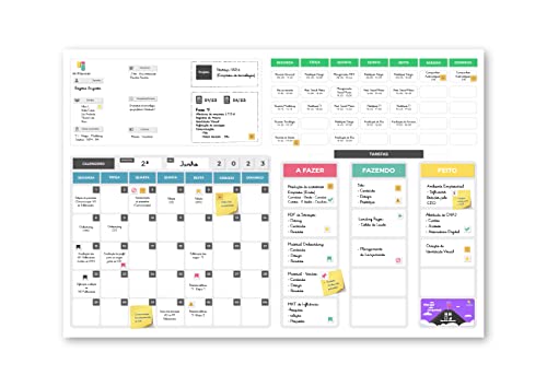 Quadro Planejador Mensal, Kanban, To Do List + Tecnologia (Branco)