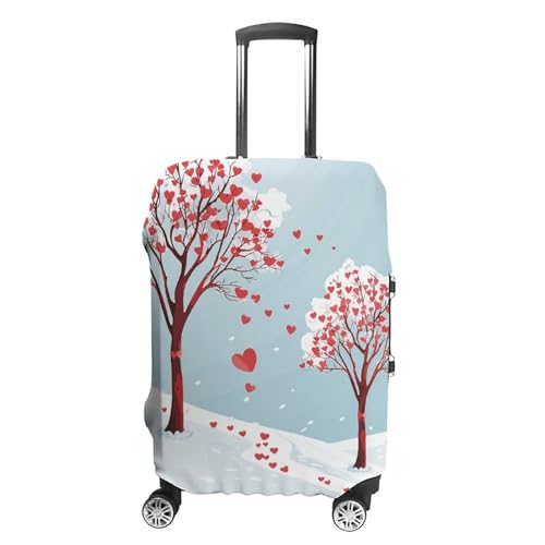 Housse élastique en forme de cœur pour valise blanc L fleurs et animaux