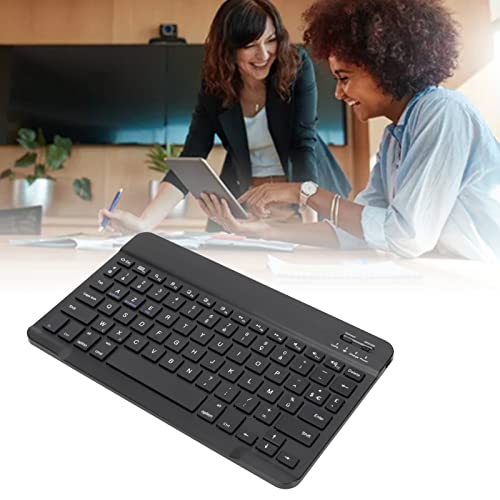 Dilwe Wireless French Keyboard, French European Azerty Wireless Bluetooth Keyboard, 10Inch Slim Portable Wireless Tablet Keyboard, Brushed Metal Texture For Phone Computer (Black) #TOP2