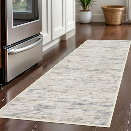 2x5 Gray Beige Neutral Modern Abstract Runner Rug for Hallway, Super Soft Hallways Decor Kitchen Rugs with Non-Slip, Non-Shedding Washable Rug for Entryway Bedroom Laundry Indoor