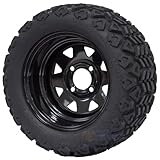 12' Black Steel Golf Cart Wheels and 20x10-12' All Terrain Tires - Set of 4