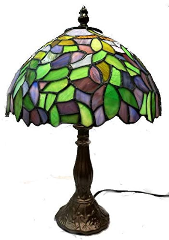 アンティーク　ステンドグラスランプ 青と緑のグラデーション 色彩青のランプ」青のステンドグラス ブルーのランプ | iichi