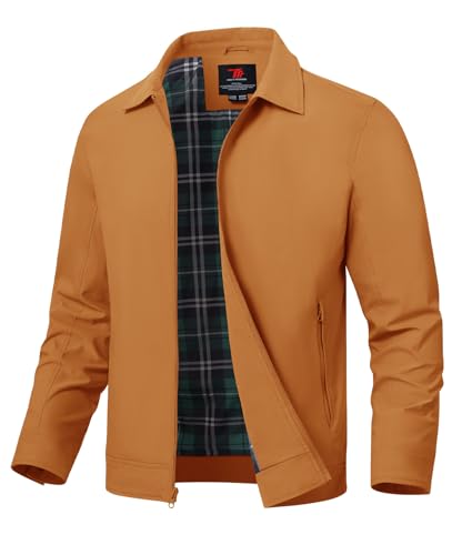 Image of TBMPOY Mens Lightweight Jackets Light Windbreaker Full Zip Casual Work Jacket Golf Business Fall Track Coat with Pockets