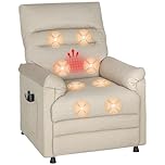 HOMCOM Poltrona Relax Elettrica Massaggiante e Riscaldante con Poggiapiedi, Silenziosa, Poltrona Reclinabile 150° in Velluto Pet Friendly con Funzione Memory, 2 Telecomandi e USB, Beige