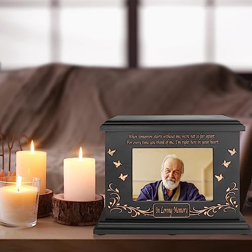 Cremation Memorial Urns for Human Ashes Adult Male Female, Wooden Picture Frame Urns Box and Casket for Men Women Child, Burial Funeral for Ashes, Holds Up to 250 LBS