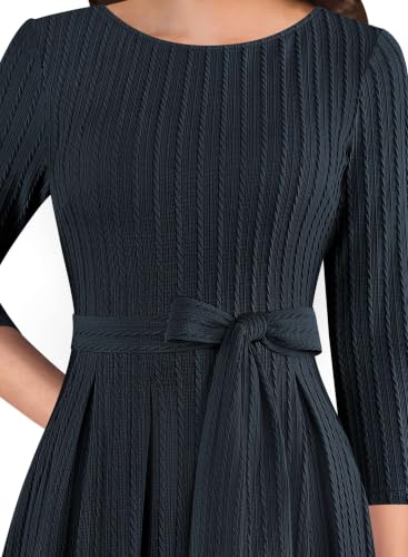 Image of VFSHOW Womens Work Business Casual Church Pockets Belted A-Line Midi Dress