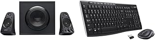 Logitech Z623 THX 2.1 Speaker System with Subwoofer, THX Certified Audio, Black & MK270 Wireless Keyboard and Mouse Combo for Windows, 2.4 GHz Wireless, Compact Mouse, Black