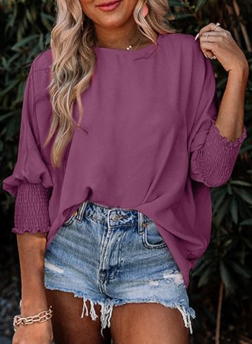 Dokotoo Womens Tops 3/4 Sleeve Dressy Casual Blouses Summer Outfits Plus Size Spring Clothes3