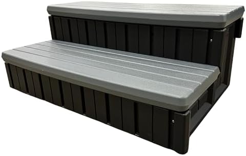 Heatwave Hot Tub Steps with Storage for Spa Accessories - Slate Gray
