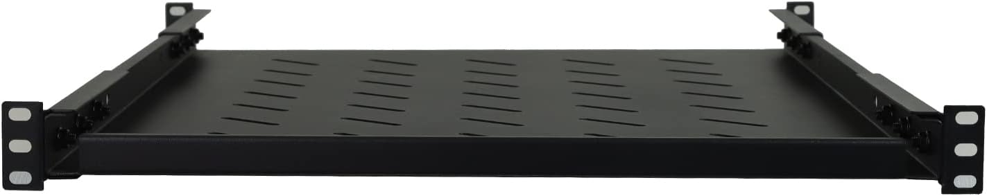 Aeons 1U 19-inch Fixed Rack Server Shelf Vented 4 Post Rack Mount Shelf 25.5 inches Adjustable Mounting Depth, for IT Data Network Cabinet Enclosure Equipment
