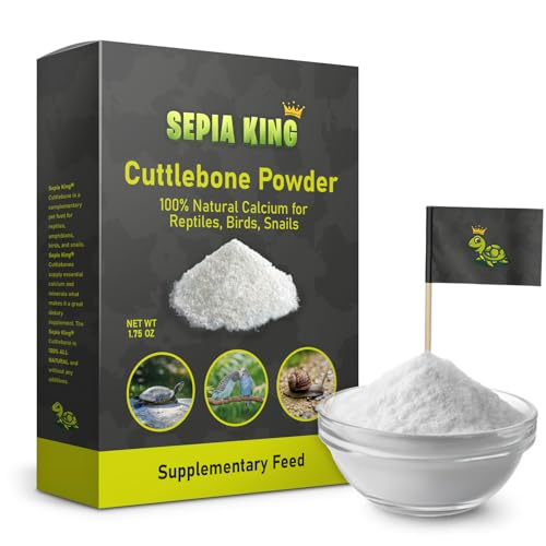 Sepia King - Dusting Powder - 100% Natural Calcium Supplement Without D3 - Premium Cuttlebone Perfect for Reptiles, Invertebrates, Snails -1.75 oz
