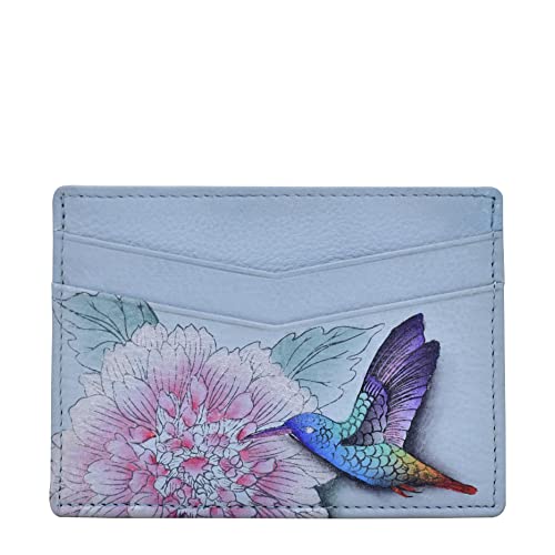 Anuschka Women’s Hand-painted Genuine Leather Credit Card Case - One Open Pocket, Four Card Holders - Rainbow Birds