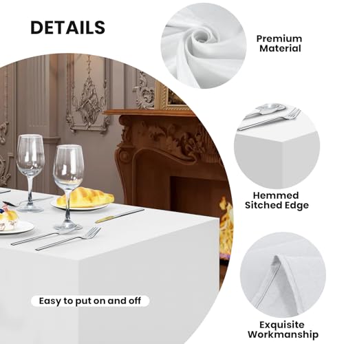 Ascoza 2 Pack Fitted Tablecloth for 4 Foot Rectangle Tables 48 x 24 Inch White Table Covers Water Resistant Polyester Table Cloth for Wedding,Parties,Display, Trade Show (White) by Ascoza - Used condition - Image 3
