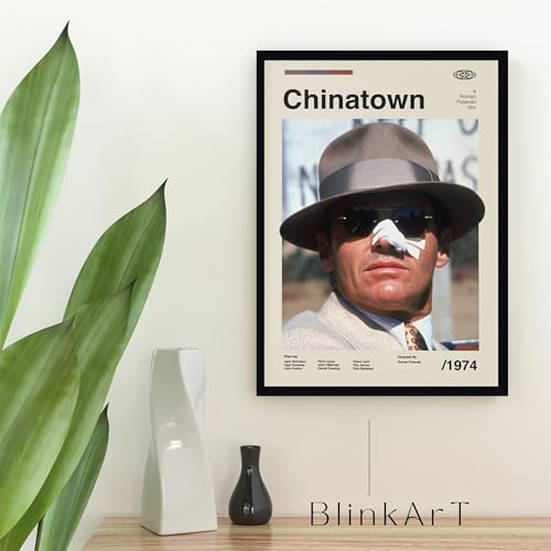 Image of BLINKART Chinatown Movie Movie Poster Frame 8x12 Inch | Premium 300 GSM Paper Wall Print | Mid Century Vintage Film Artwork for Home, Bedroom, Living Room, Office | Framed Photo Decor