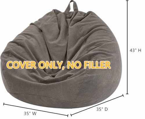 Nobildonna-3-ft-Bean-Bag-Chair-Cover-No-Filler-for-Adults-and-Kids-300L-Extra-Large-Stuffed-Animal-Storage-Bean-Bag-Washable-Soft-Premium-Corduroy-Stuffable-Bean-Bag-Cover Nobildonna 3 ft Bean Bag Chair Cover No Filler for Adults and Kids 300L Extra Large Stuffed Animal Storage Bean Bag Washable Soft Premium Corduroy Stuffable Bean Bag Cover