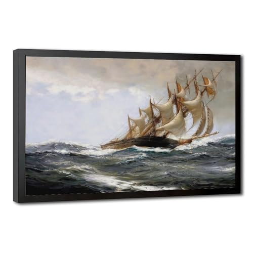 Toile Blowing Hard Montague Dawson décoration murale salon et bureau