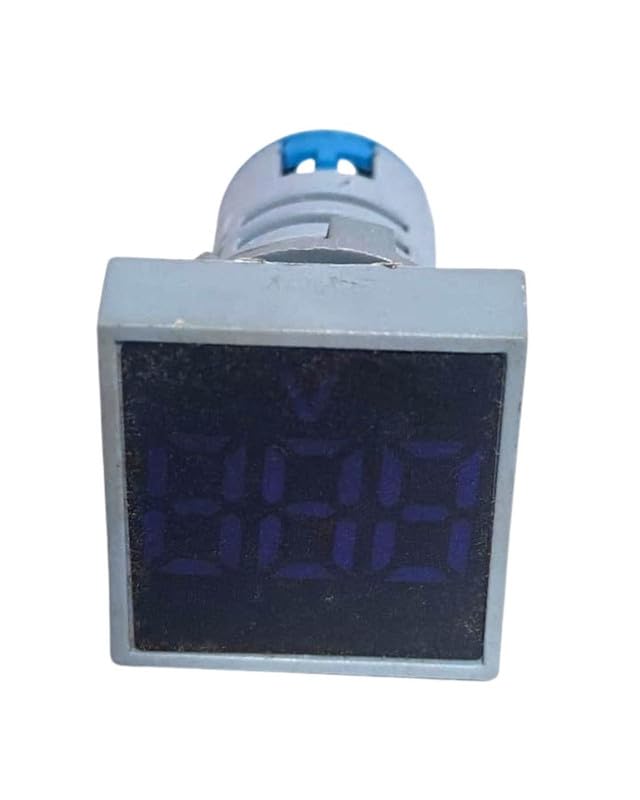 1 PC Square 22mm Digital Voltmeter LED Indicator Lamp – Panel Mount Direct AC Power Voltage Signal Light 60–500V AC Blue