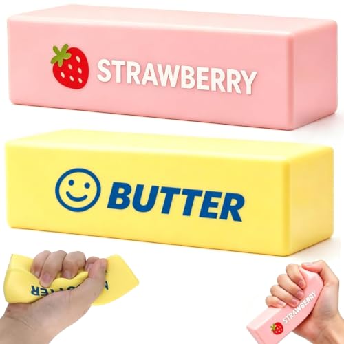 TKGEOUE 2 Stück Butter Squishy Squeeze Toy Slow Rising Butters Stick Stressball Squishy Stressbälle Antistressball Anti Stress Spielzeug für Stressabbau Erwachsener für Ängste Stressabbau