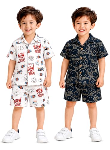 Image of 3BROS Baby Boys & Baby Girls Pure Cotton Clothing Set Casual Half Sleeves Shirt with Shorts Set For Boys & Girls