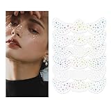 Calkkrer 6 Stück Glitzer Sommersprossen Tattoo, Goldene Tattoo Folie, Wasserfestes Freckle Design, Glitzernde Gesicht Tattoos, Selbstklebende Glitzersteine(Laser)