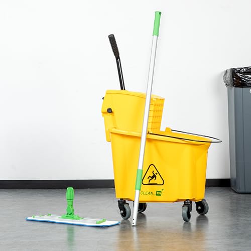 Image of Restaurantware Telescopic Mop Handle - 60-Inch Aluminum Adjustable Heavy-Duty Cleaning Tool With Ergonomic Grip - Green