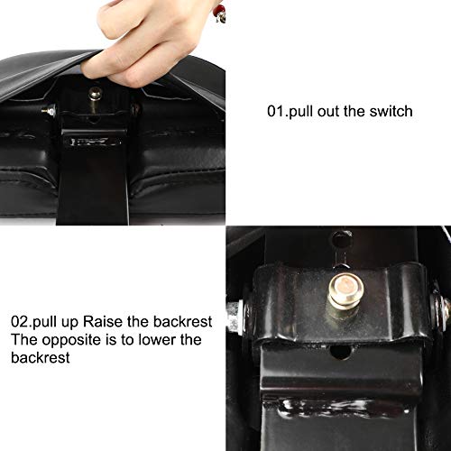 Black Adjustable Plug-in Driver Backrest Mounting kit, Custom Rider Seat Backrest w/Pocket for Harley 1997-2020 Touring Models Road King, Street Glide, Road Glide, Electra Glide (Chrome) - Thumbnail 5