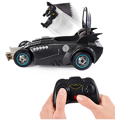 BATMAN Batman Launch and Defend Batmobile Remote Control Vehicle with Exclusive 4-inch Batman Figure, Kids Toys for Boys