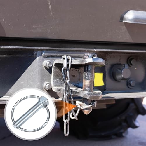 M METERXITY 6er-Pack 25/64 Bolzen mit Ring, 1-31/32 Karbonstahl Lynch Pin Anhängerstifte für Boot/LKW/Traktor/Einkaufswagen/Rasenmäher Schnellverschlussstift [10x50mm, Silber Zink]