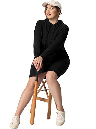 Image of Agnes Orinda Plus Size Hoodie Sweater Dress for Women Long Sleeve Pullover Fall Mini Bodycon Sweatshirt Dresses
