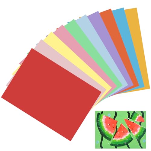 50 Stück farbige klappkarten blanko Falt-Karten (5 x 10 Farben), Handgefertigte Hintergrundaufkleber aus Karton für Kinderbilder,Klapp-Karten zum gestalten, beschriften oder bedrucken