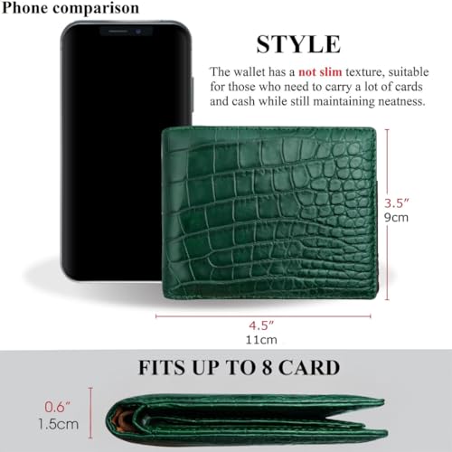 Image of HATA Men Leather Bifold Wallet RFID Blocking Front Pocket Exotic Billfold Handmade Gift For Birthday Wedding Anniversary Father's Day