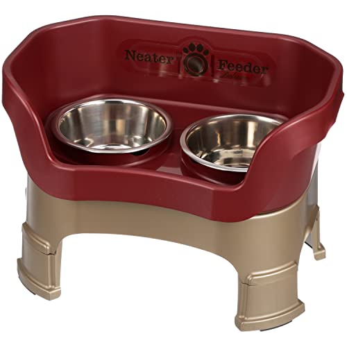 Neater Feeder Deluxe With Leg Extensions For Medium Dogs - Mess Proof Pet Feeder With Stainless Steel Food & Water Bowls - Drip Proof, Non-Tip, And Non-Slip - Cranberry #TOP9