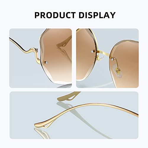 Wowsun Y2K Sunglasses Rimless Gradient Womens Vintage Sunglasses #TOP2