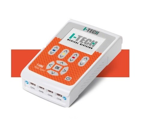 I-Tech T-One Medi Sport, Elektrostimulator 4 unabhängige Kanäle, bis zu 8 Elektroden, Dual User, Farbdisplay mit Hintergrundbeleuchtung, Frequenz von 1 bis 1200 Hz, Puls von 20 bis 450 µs