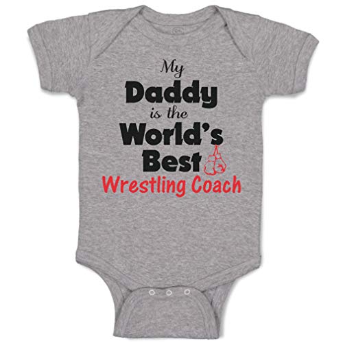 Image of Cute Rascals Baby Bodysuit My Daddy Is The World's Best Wrestling Coach Dad Father's Day Boy & Girl Baby Clothes Funny Cotton Oxford Gray Design Only 6 Months